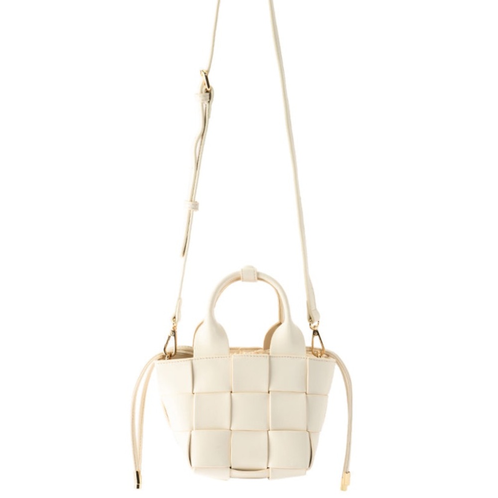 Woven Faux Leather Bag with Removable Strap and Pouch - Picture 2 of 10